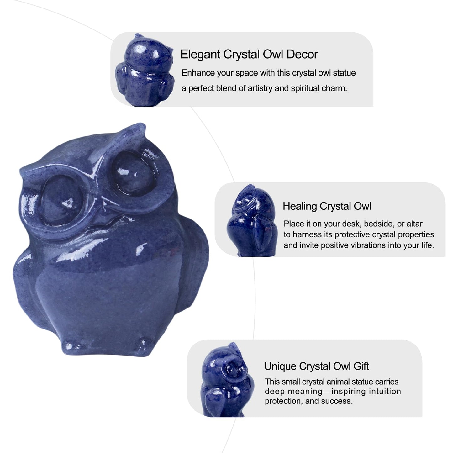 QLRSUXN 2 Inch Owl Figurine Handcrafted,Blue Aventurine Healing Animal Sculpture,Home Decor Unique Gift for Collectors,Crystal Artwork Nature Lovers Birthday Anniversary Present Spiritual Gift