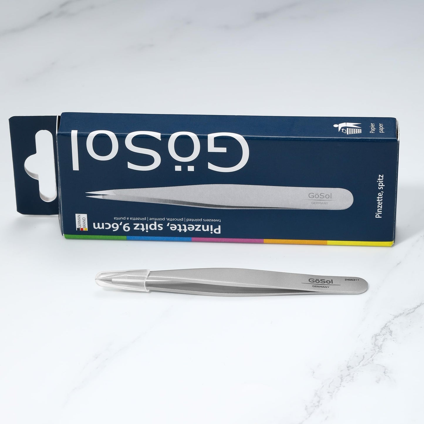 GöSol Tweezers - Professional Pointed Tweezers for Women and Men, 420 Stainless Steel Precision Tweezers for Women Facial Hair Removal, Expert Ingrown Hair Plucker, 0 Gap, Painless Hair Extraction