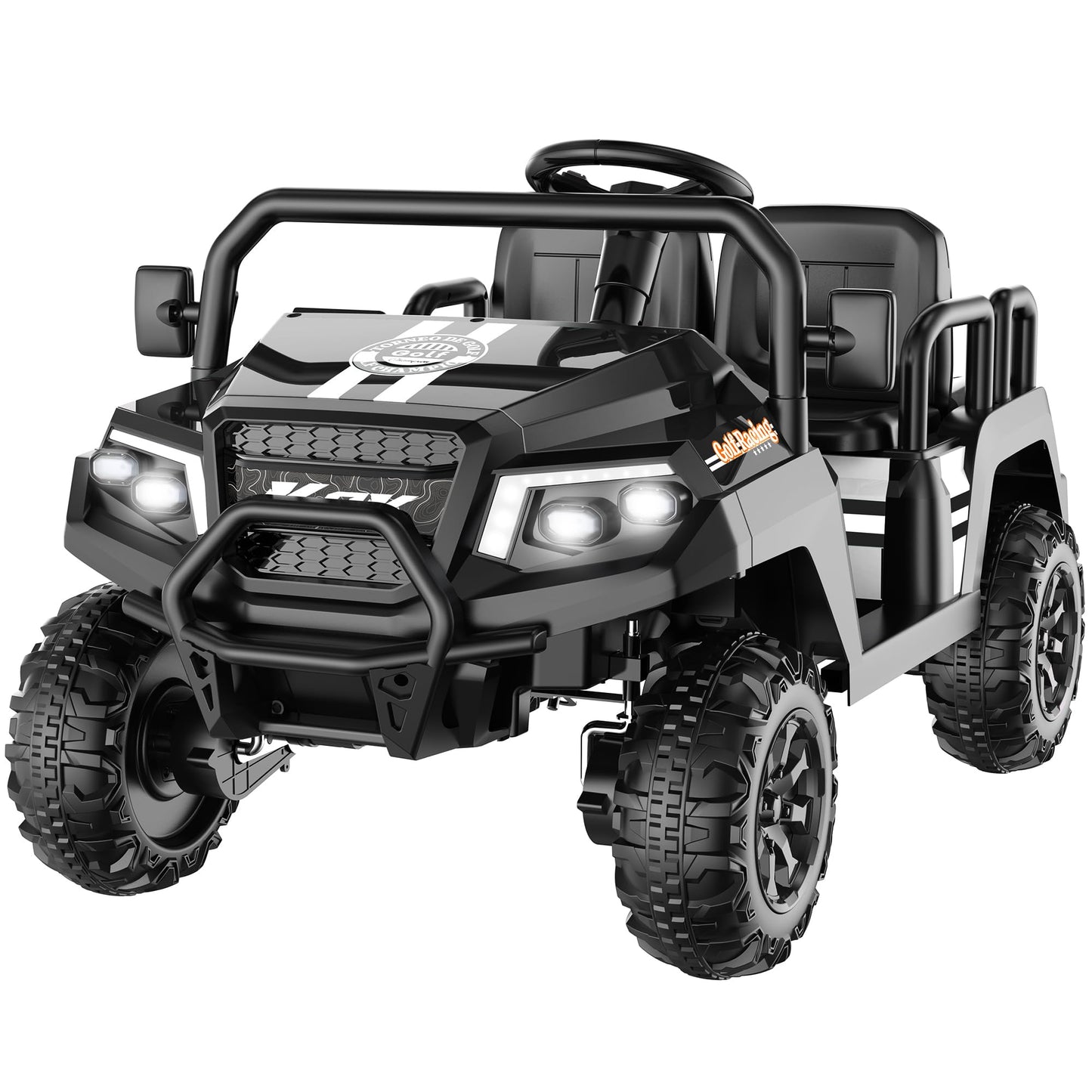 Electric Car for Kids, 24V 4 Seater Ride on Toys w/Parent Remote, 4 Wheeler Suspension, Max 220lbs Weight Capacity, USB, Music, Radio, LED Light, Ride on Truck for Boy/Girl Ages 3-8,Black