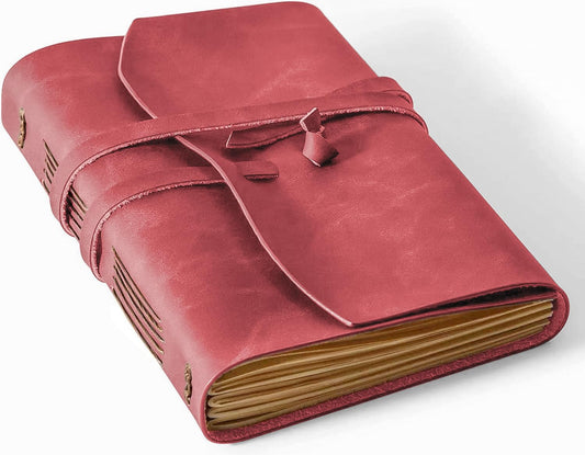 Leather Journal Notebooks for Work, A5 Size Diary, 6x8.1 Inch, Genuine Leather Journals for Writing, Vintage Style Personalized Journal, Ideal for Women and Men, Artists, Travelers, Dark Brown