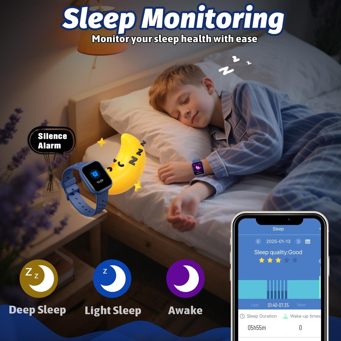 Heroange Kids Smart Watch for Girls Boys,IP68 Waterproof Kids Fitness Tracker Watch with 1.83" Face,Heart Rate Sleep Monitor,19 Sport Modes,Puzzle Games with APP,Great Gifts for Teens 6+ (Blue)