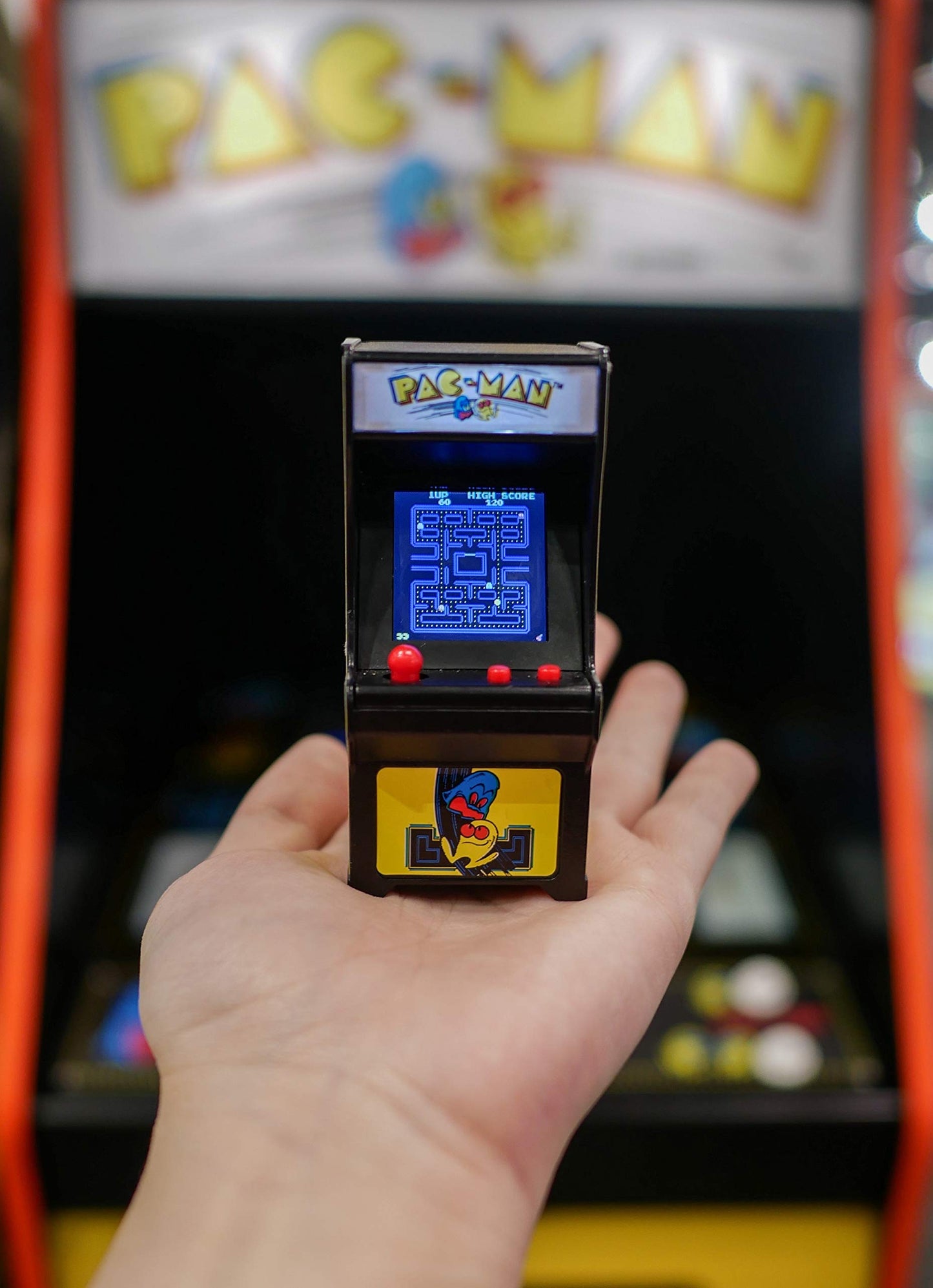 Tiny Arcade Pac-Man 3.5" Mini Retro Game - Functional Arcade Cabinet w/ Real Gameplay & Sounds - Classic Game Fits in the Palm of Your Hand (Ages 8+)