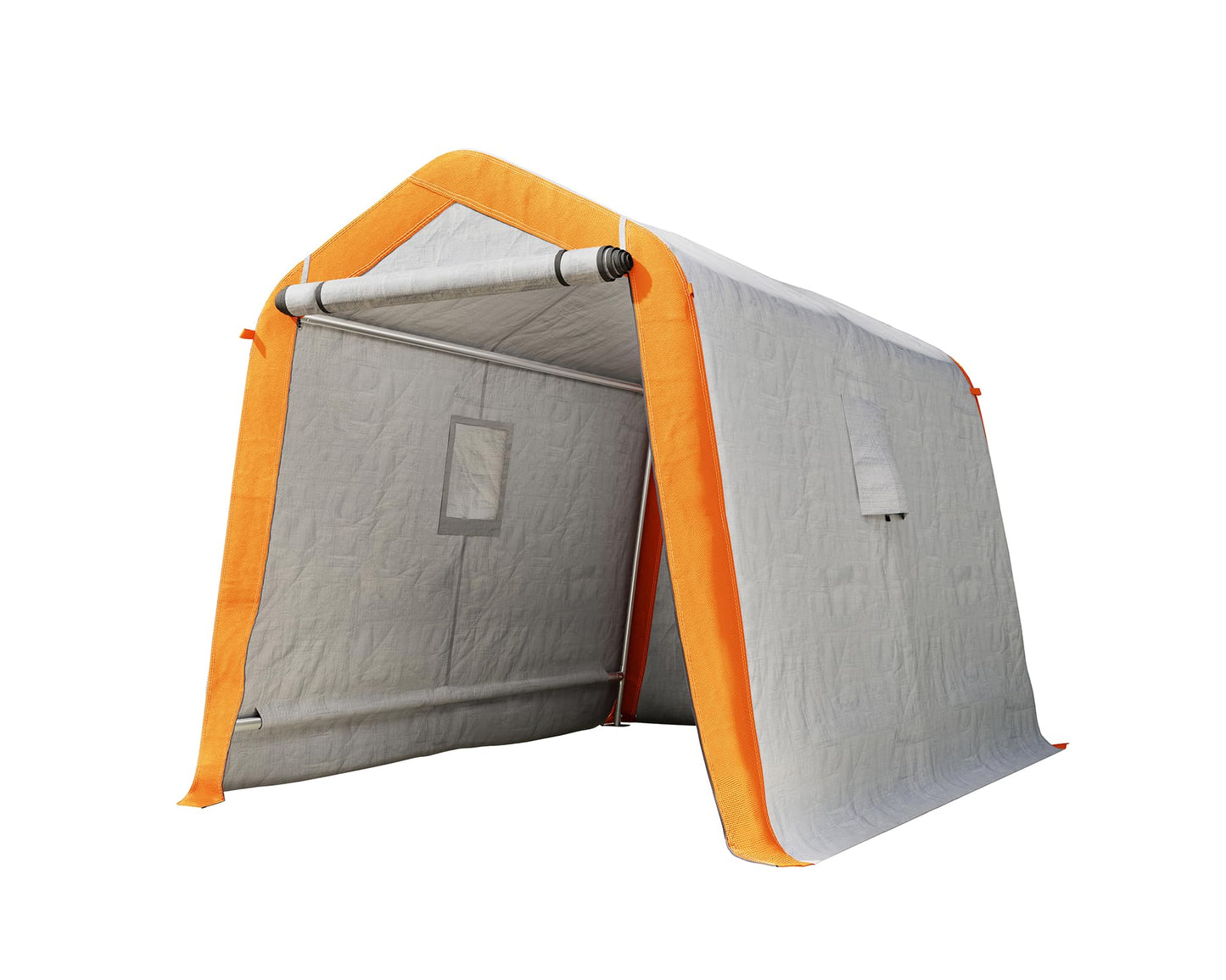 AMERLIFE 6x8x6.6 FT Heavy Duty Portable Shed Storage Shelter, Outdoor Storage Shed with 2 Waterproof Windows & Roll-Up Zipper Door, Carport for Motorcycle, Bike, Gray