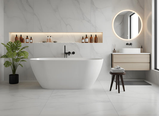 Freestanding Bathtub 67 inch Acrylic Soaking Bathtub with Chrome Drain & Overflow, Free Standing Bathtub for Spa-Inspired Bathroom, Deep Stand Alone Tub for Relaxation