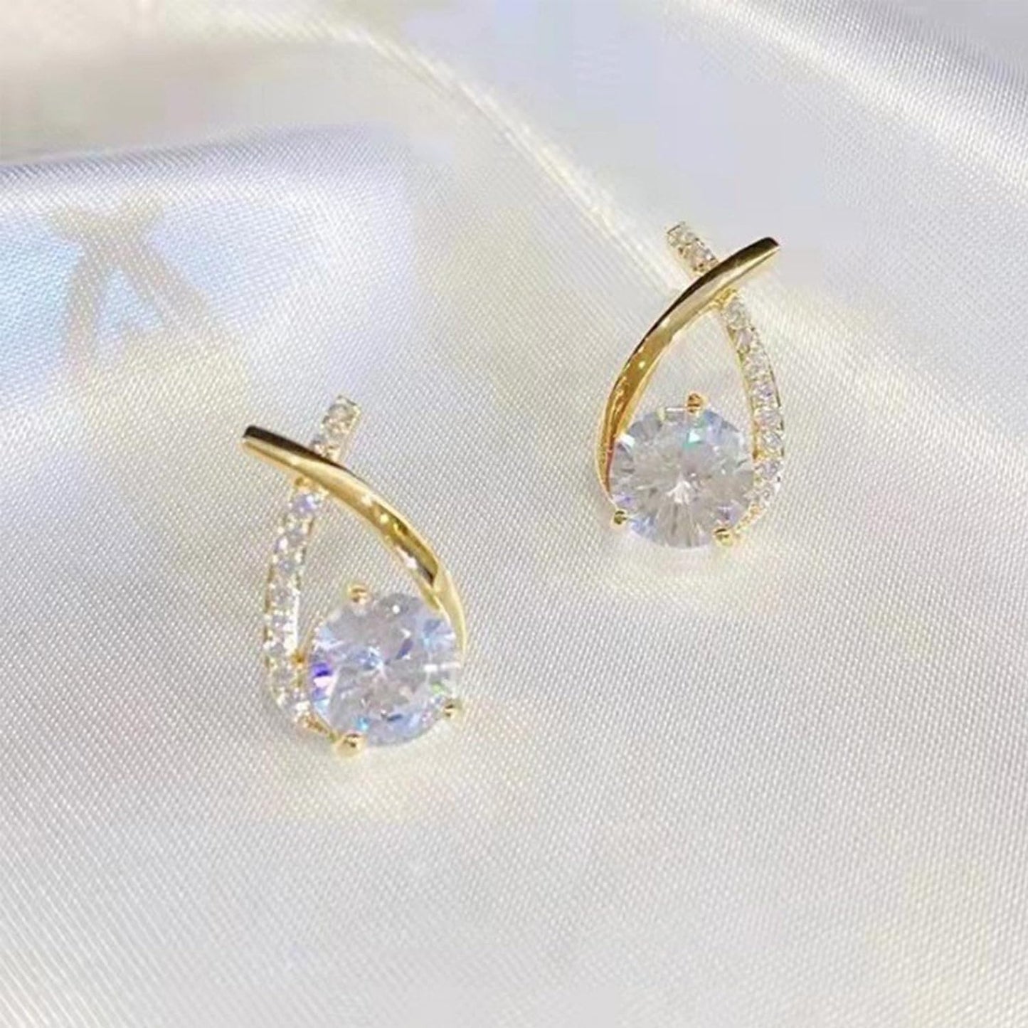 Halolux Lymphvity Germanium Earrings for Women Atheniz Lymphatic Drainage Earrings Gold Silver Cubic Zirconia Hoop Earrings Trendy Jewelry for Women (Gold AB+Sliver AB)