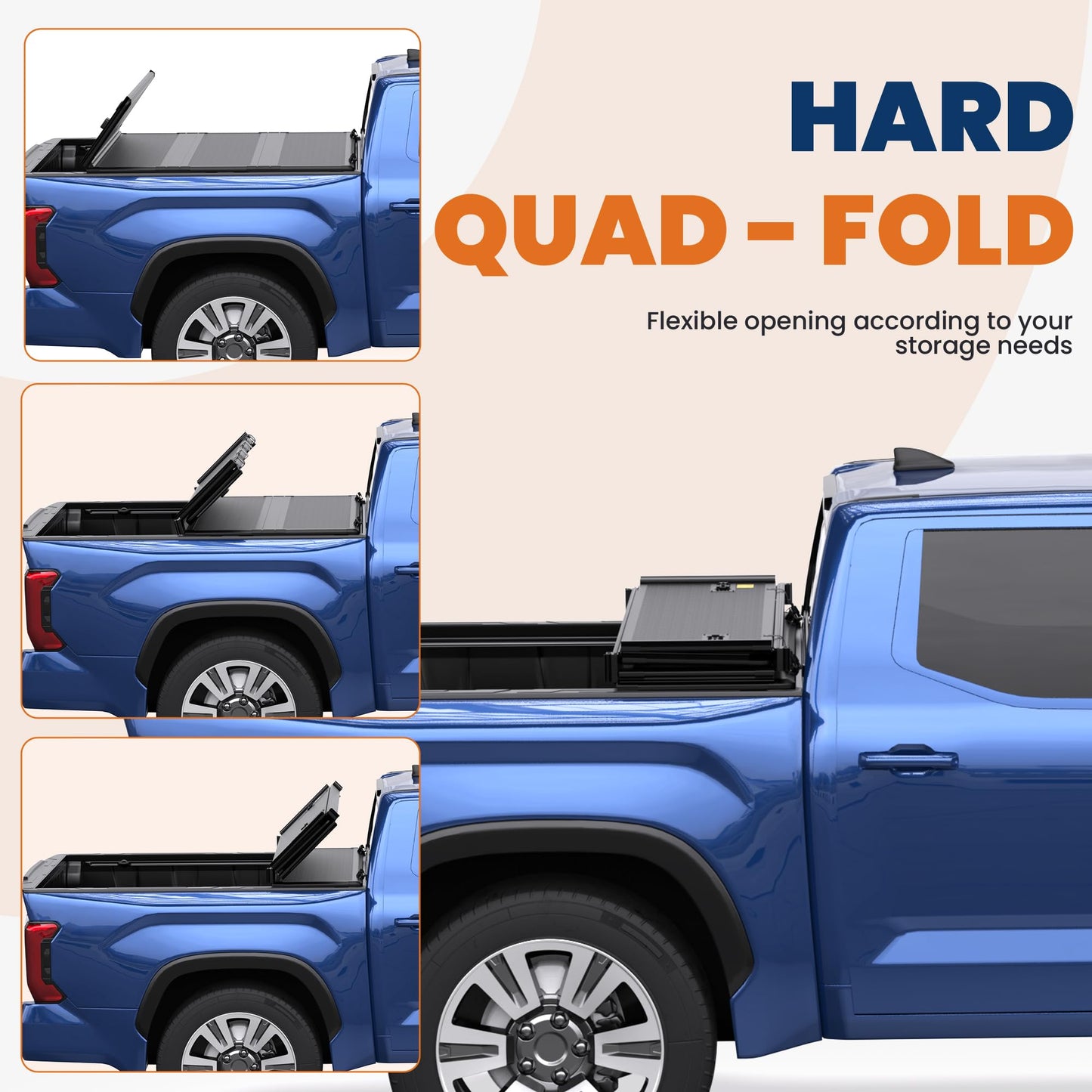 KUIPERAUTO Fiberglass 6.1FT Quad Hard Tonneau Cover Truck Bed Cover Compatible for 2024-2025 Toyota Tacoma (Excludes Trail Special Edition Storage Boxes)
