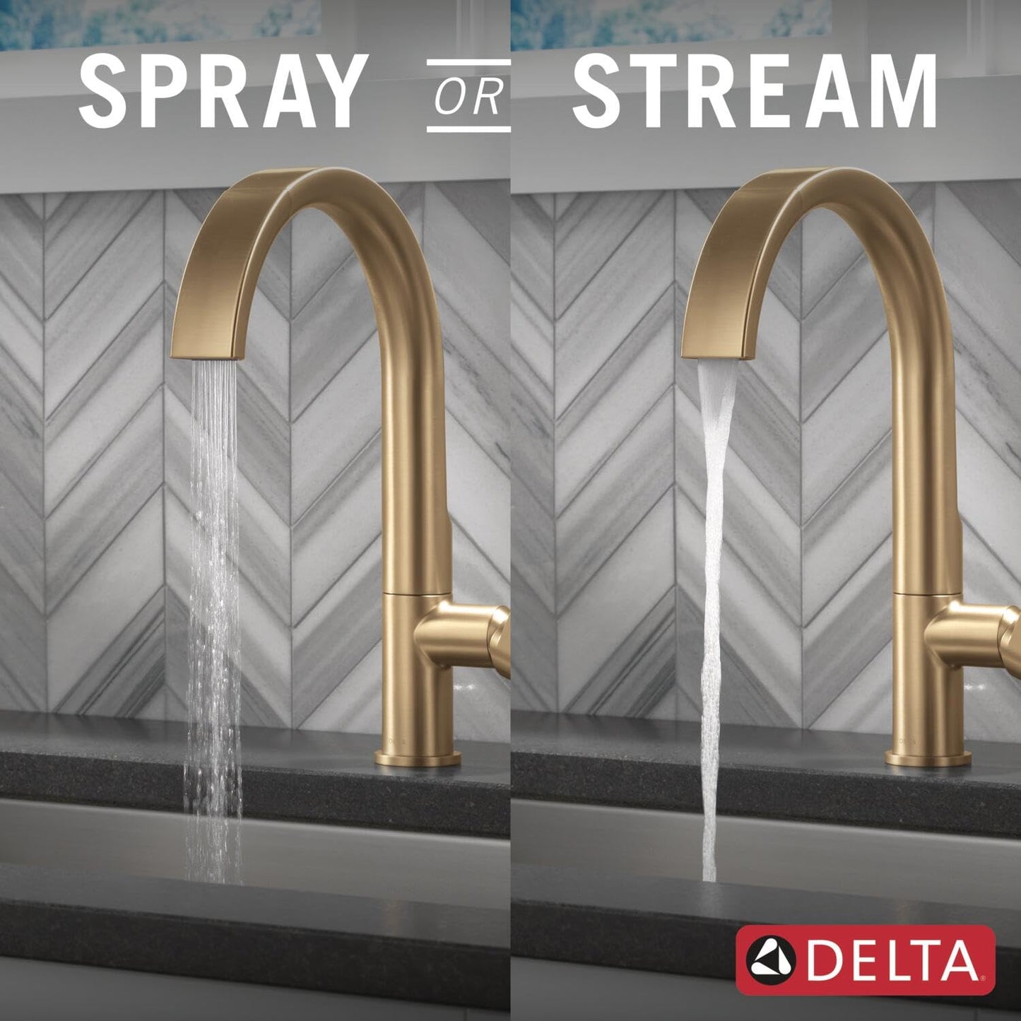 Delta Keele Brushed Gold Kitchen Faucet with Pull Down Sprayer, Modern Brushed Gold Single Hole Kitchen Sink Faucet, Single Handle, Champagne Bronze 19824LF-CZ