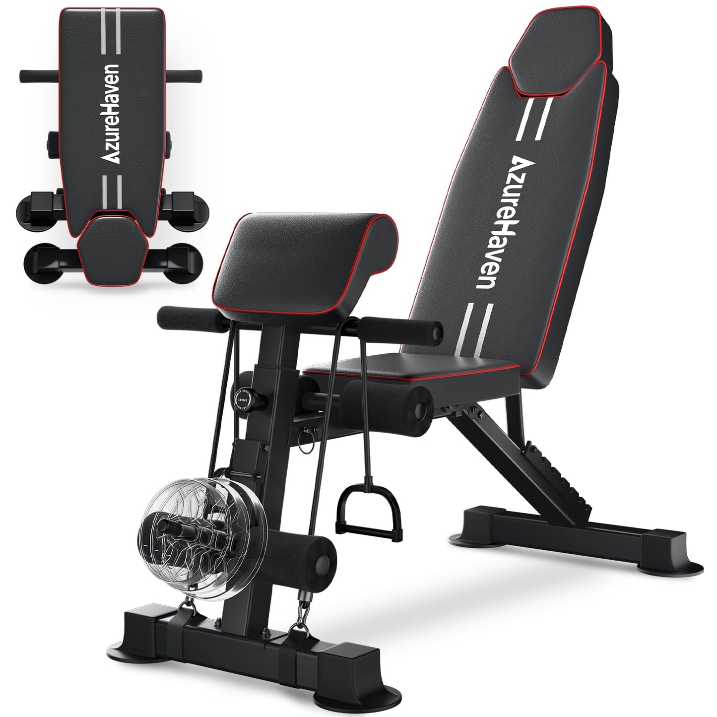 AzureHaven Adjustable Weight Bench, Foldable Incline Decline Flat Workout Bench for Home Gym Full Body Dumbbell Exercise, 660LBS Capacity (Black)