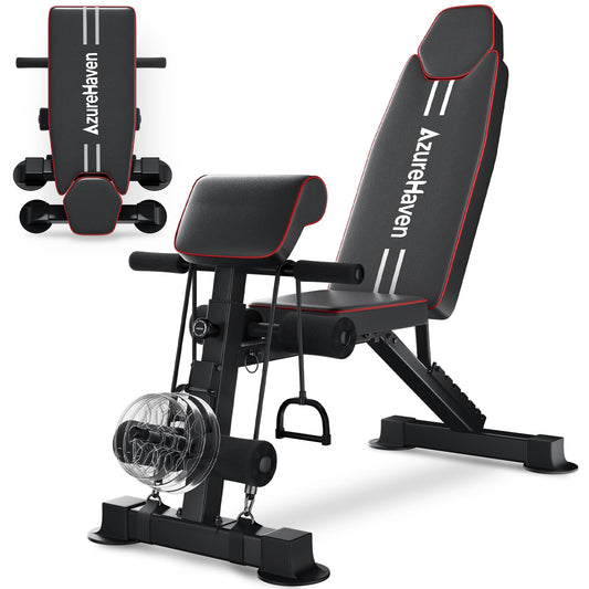 AzureHaven Adjustable Weight Bench, Foldable Incline Decline Flat Workout Bench for Home Gym Full Body Dumbbell Exercise, 660LBS Capacity (Black)