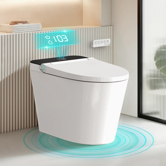 Bazyths Smart Toilet with Bidet Built in Tank, Auto Open Close Lid, 12" Rough In, Heated Seat Foot Sensor, Rear & Feminine Wash Warm Water Air Dryer Self Cleaning, One-Piece Elongated (ZY695A)