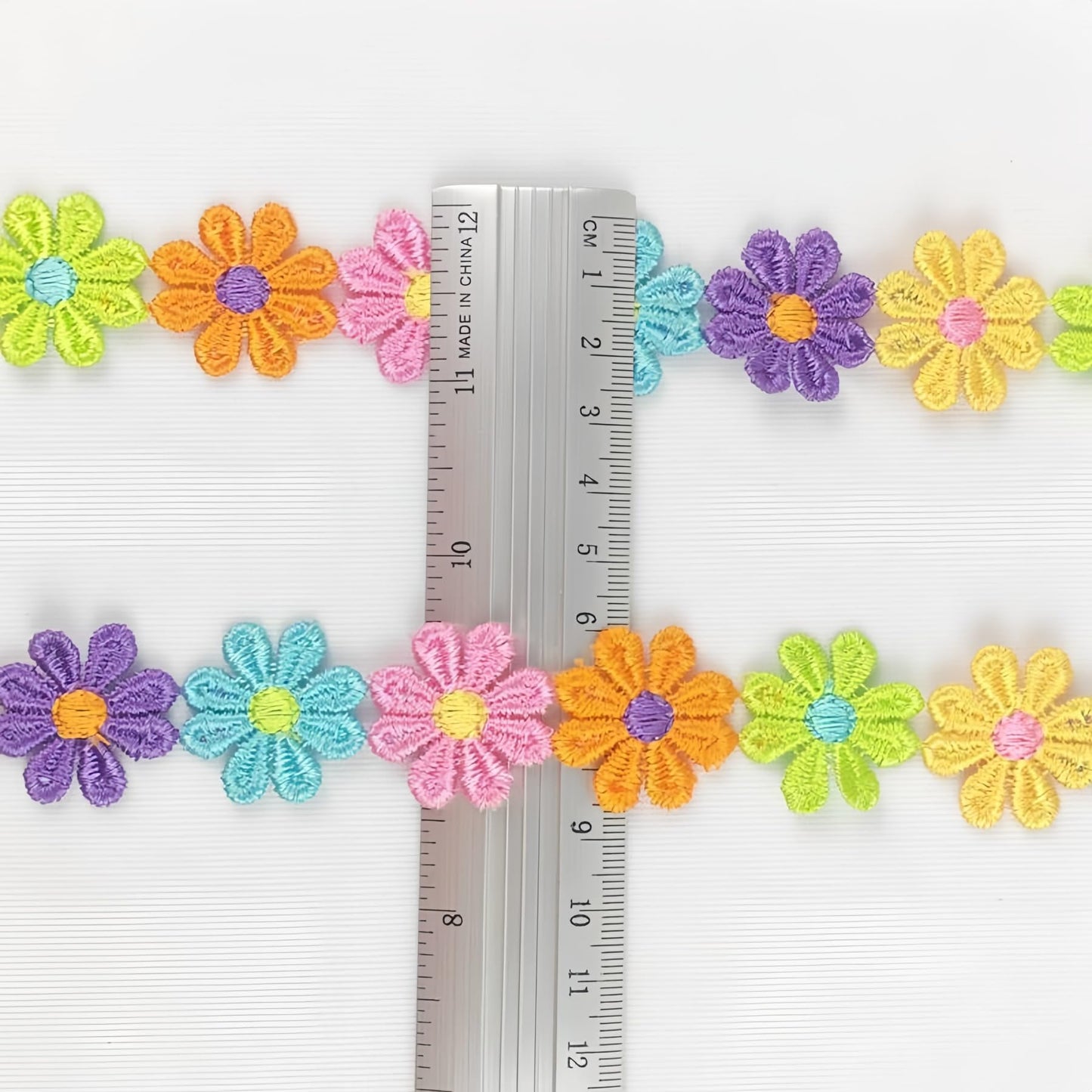 15 Yards Daisy Flower Lace Trim Embroidered Floral Lace Sewing Trim Ribbons for Embellishment Craft Dress Hair Accessories Decorations(Rainbow)