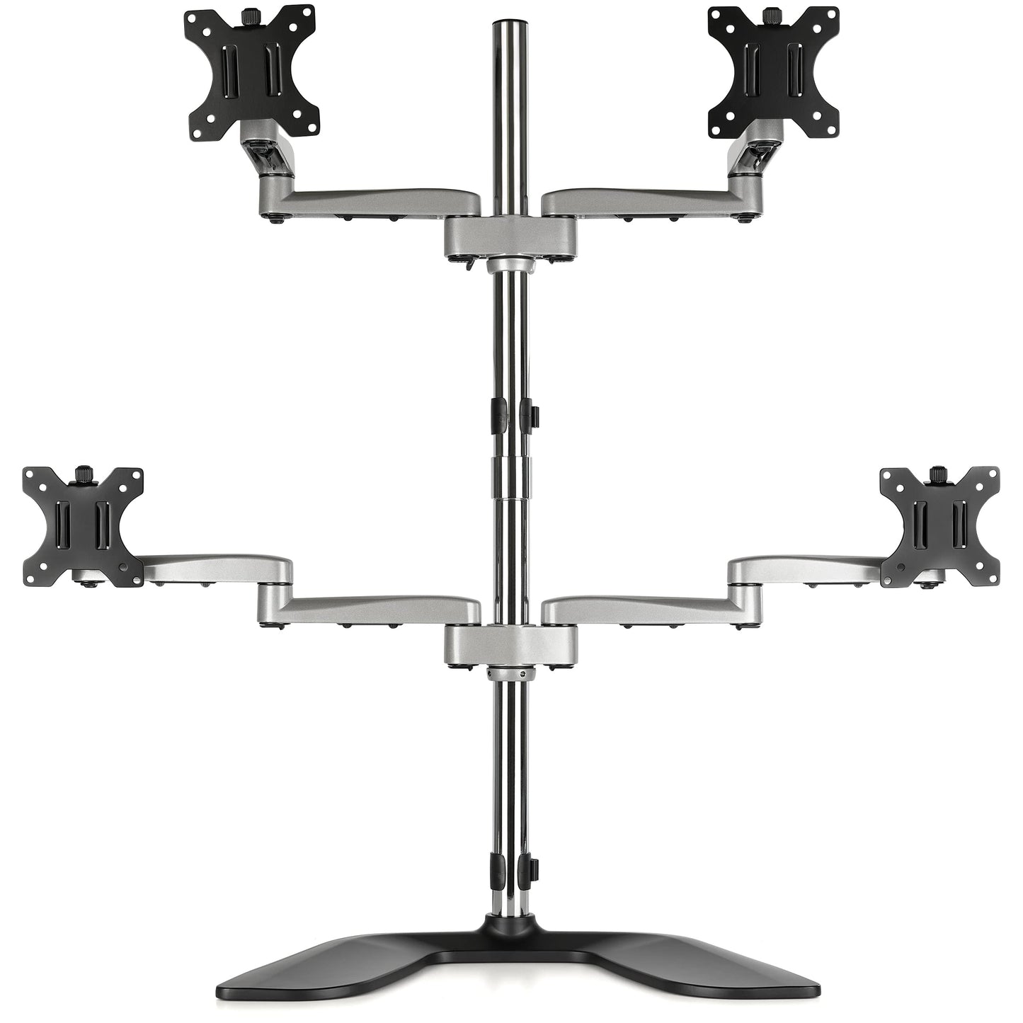 StarTech.com Desktop Quad Monitor Stand - Ergonomic VESA 4 Monitor Arm (2x2) up to 32" (17.6lb/8kg) - Free Standing Articulating Universal Pole Mount - Height Adjustable/Tilt/Swivel/Rotate (ARMQUADSS)