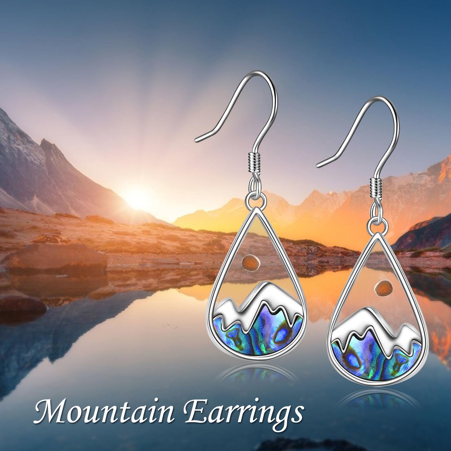 AOBOCO Mustard Seed Earrings 925 Sterling Silver Teardrop Dangle Earrings Christain Faith Mustard Jewelry Gifts for Women Mom Friends (Teardrop Mountain Earrings)
