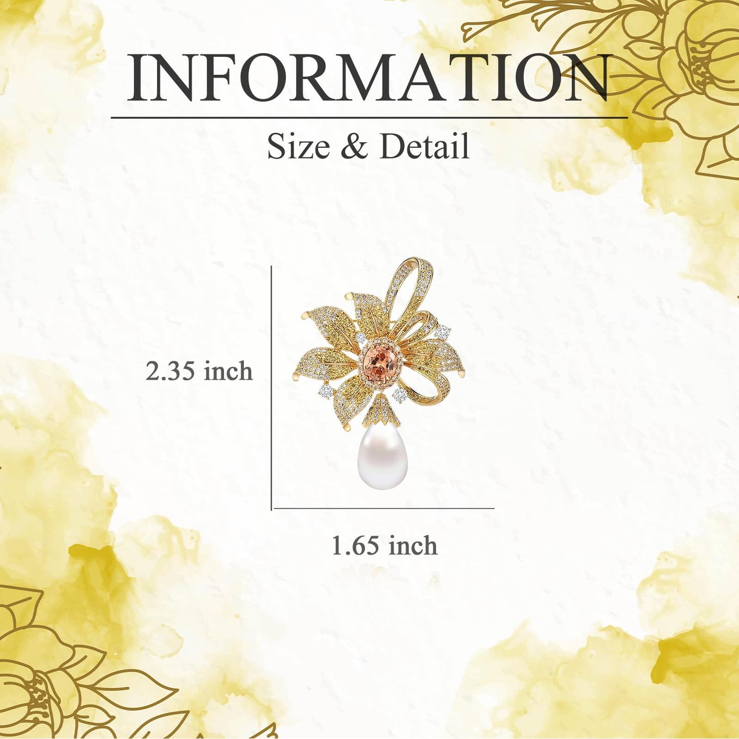 EMEGCY Gold Flower Brooch for Women Rhinestone Flower Brooch Pin Gold Rhinestone Lapel Pin Jewelry Gift for Mom Wife