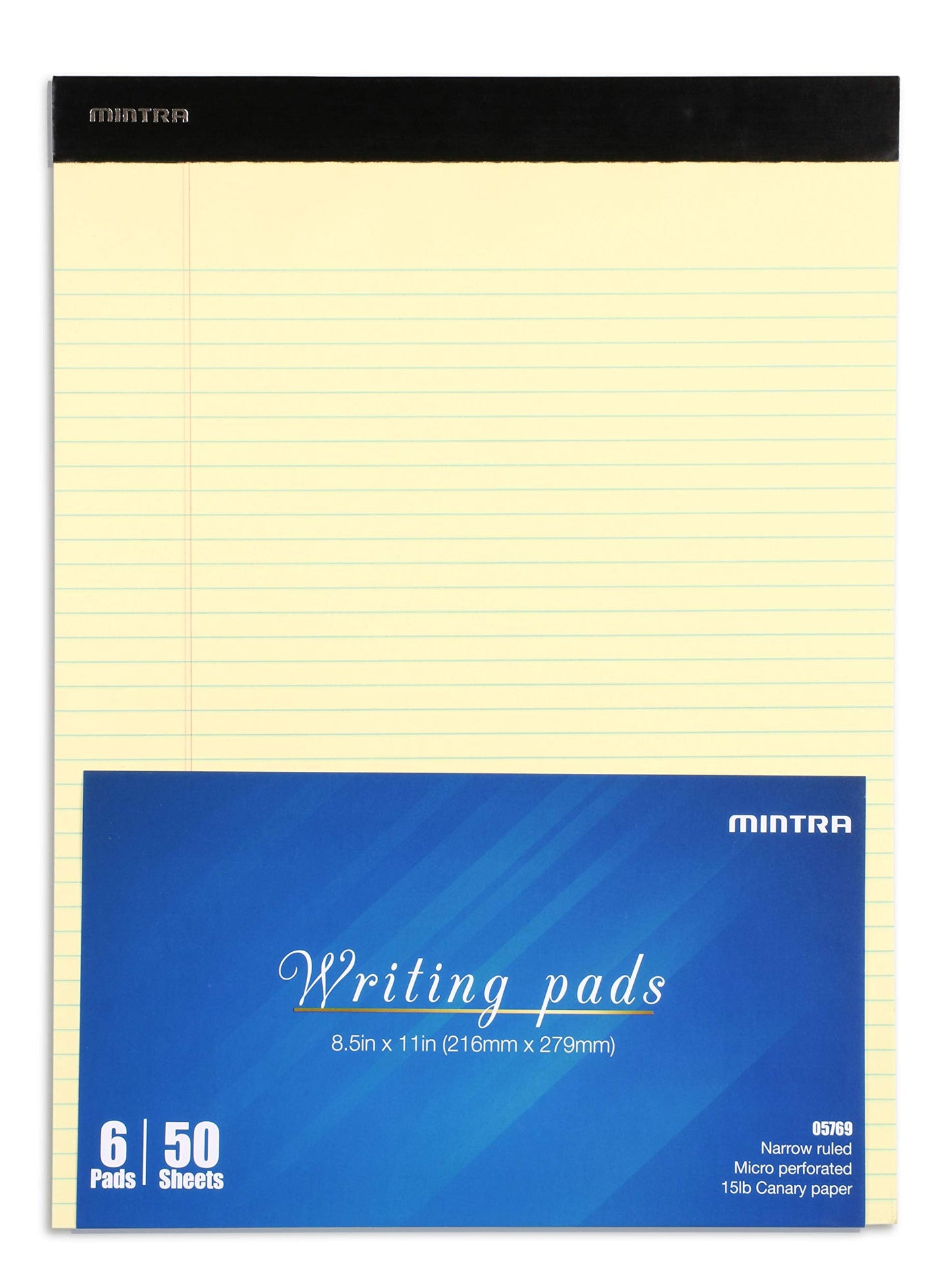 Mintra Legal Pad Bundle – 6 Pack 8.5"x11" Canary Yellow Narrow Ruled Legal Pads + 6 Pack 5"x8" Green Narrow Ruled Legal Pads, Micro-Perforated Writing Pads for Office, School & Note Taking
