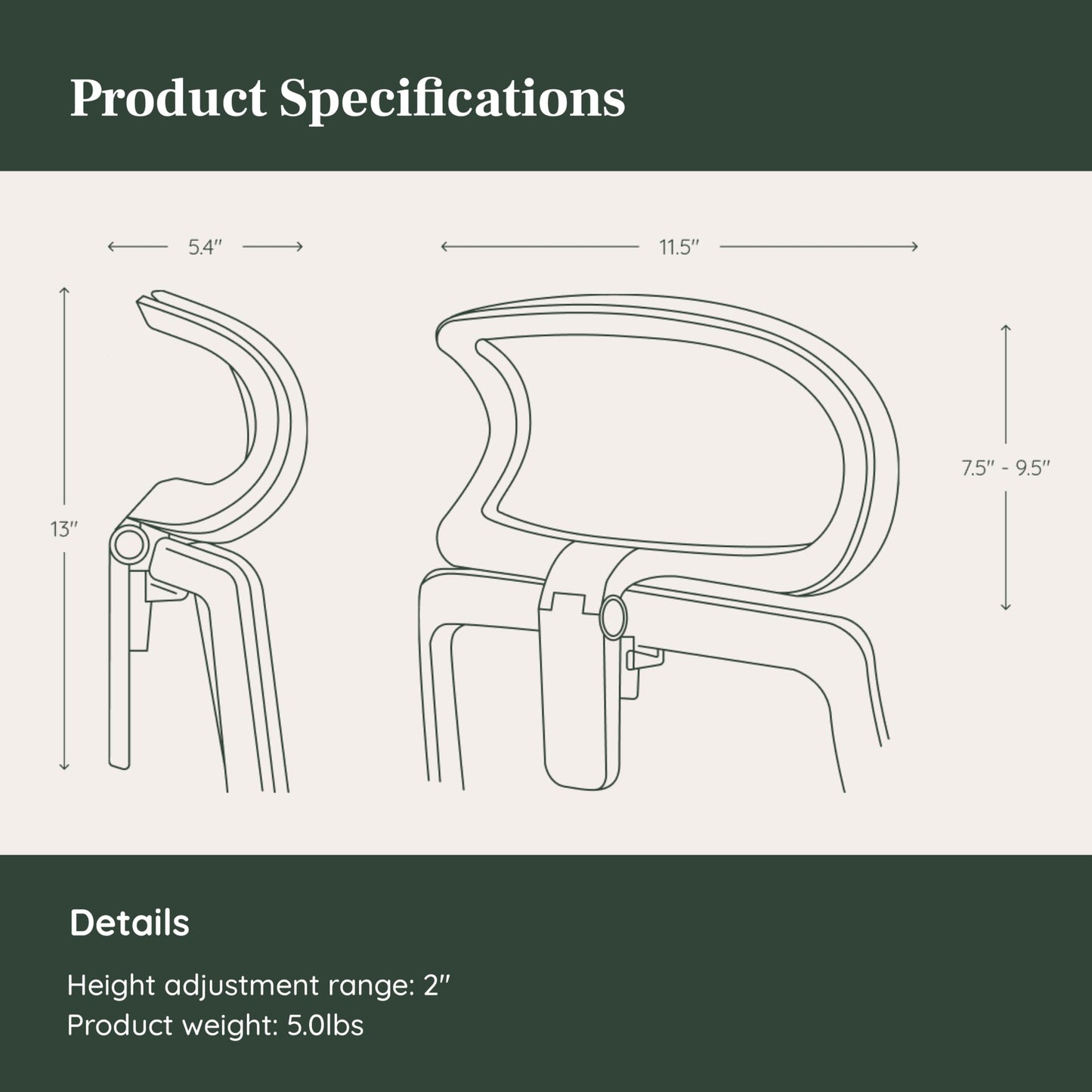 Branch Adjustable Ergonomic PRO Headrest Attachment - Only Compatible Ergonomic Chair PRO - Experience Optimal Comfort and Support - Shore