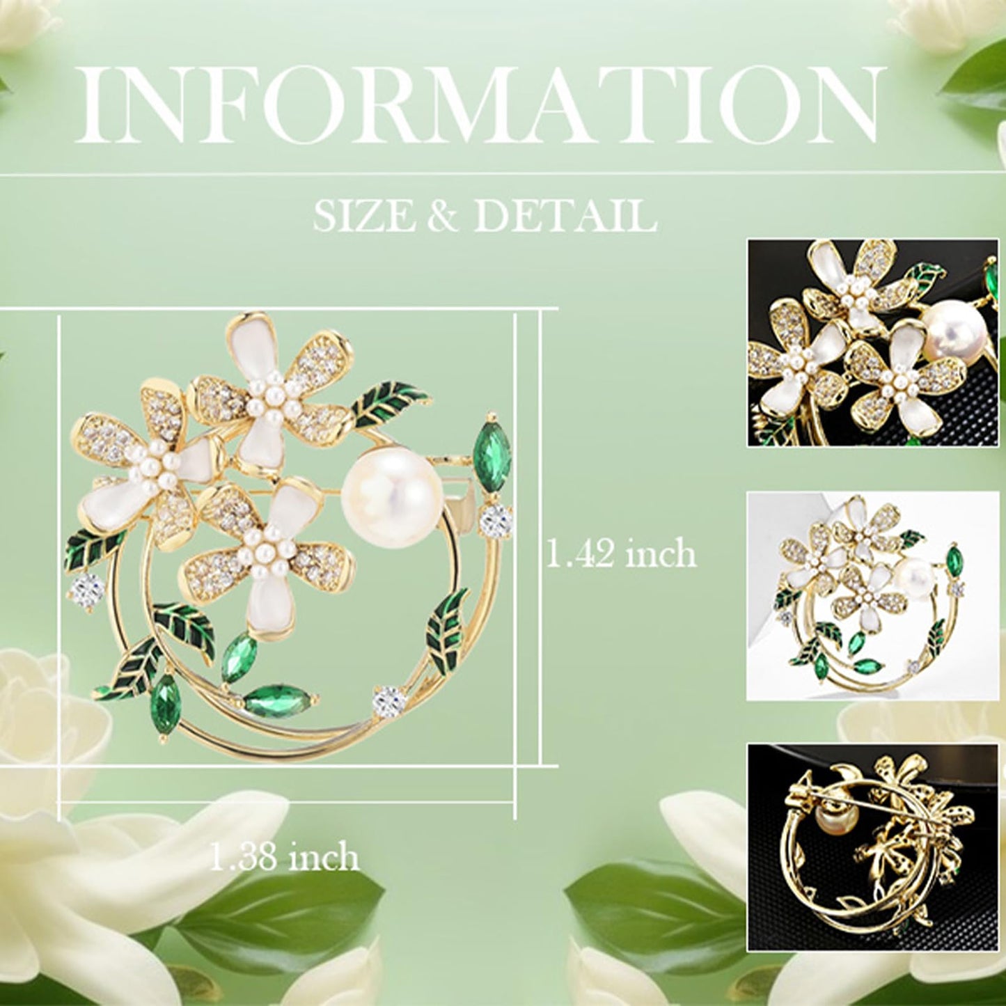 UNVAK Flower Brooch Pin Pearl Wreath Brooches Gold-plated Flower Pin Jewelry Gift for Women Girls