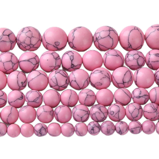 45pcs 8mm Pink Turquoise Beads Natural Stone Round Loose Spacer Beads for Jewelry Making DIY Bracelet Necklace 1 Strand 15inch