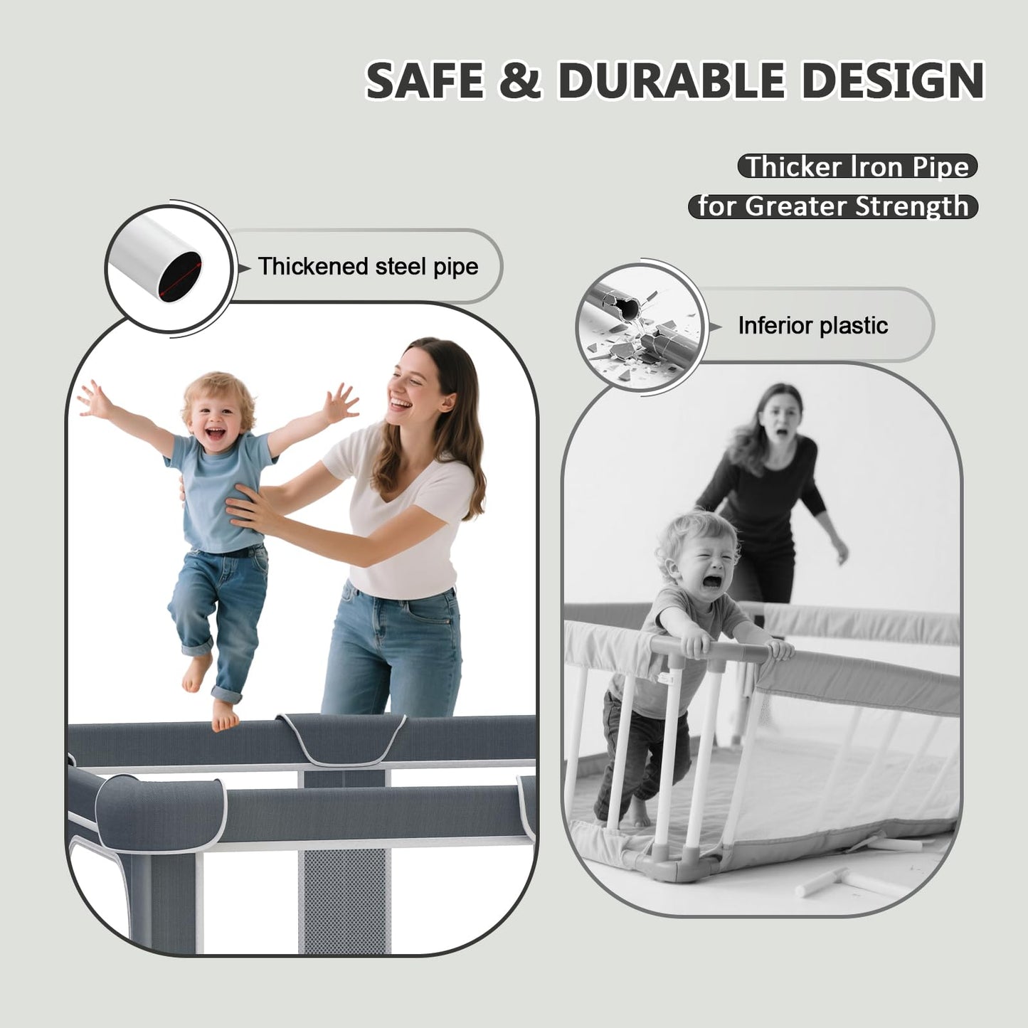 G TALECO GEAR Foldable Playpen for Babies and Toddlers, 50"x50" Portable Play Yard with Mat, Kids Collapsible Play Pen with Sturdy Metal Frame & Mesh Walls, Indoor & Outdoor Baby Fence Play Area