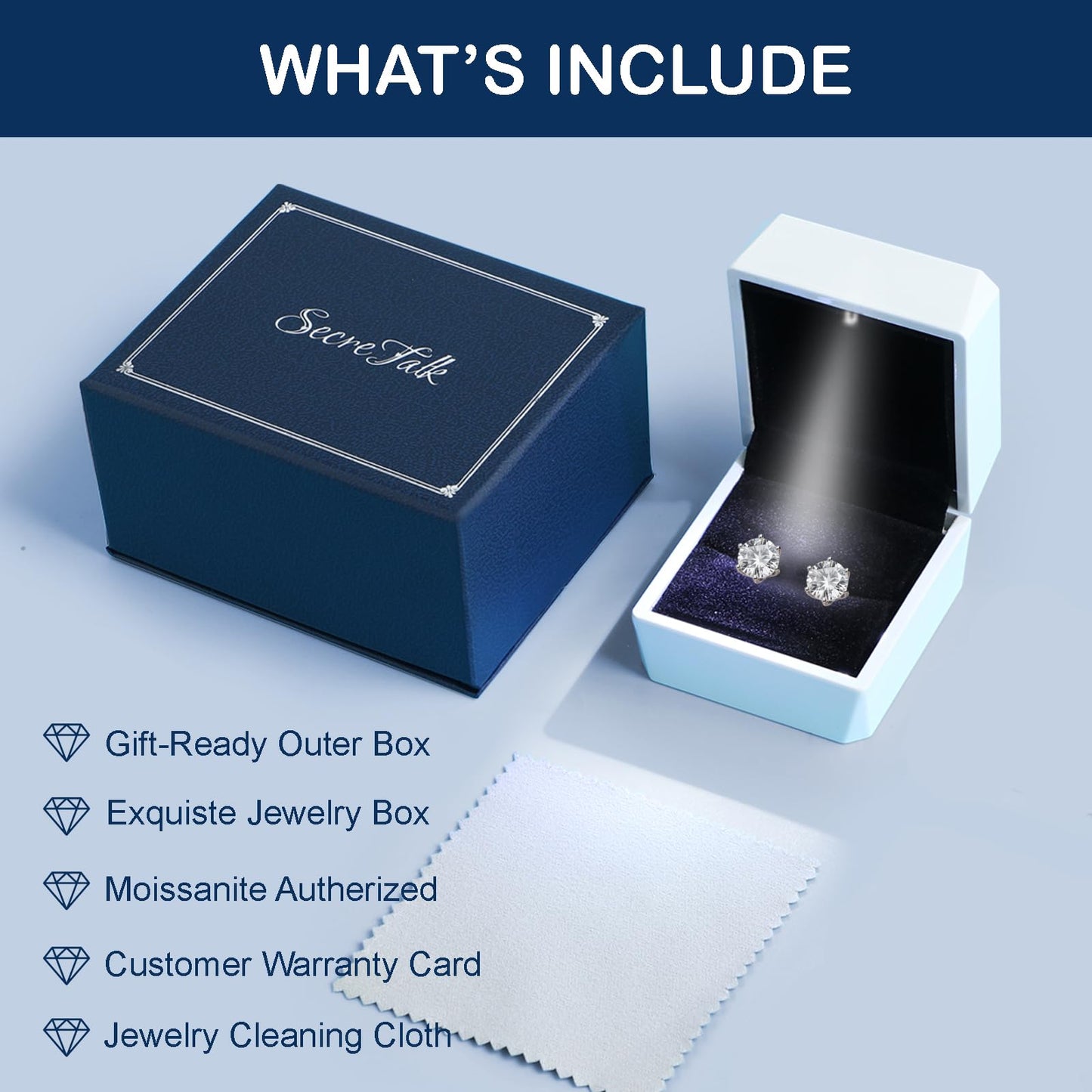 Moissanite Stud Earrings for Women Men, 1-6CT 6-Prong D Color Ideal 925 Sterling Silver Earrings with Certificate of Authenticity (4CT/Pair, 2CT each one)