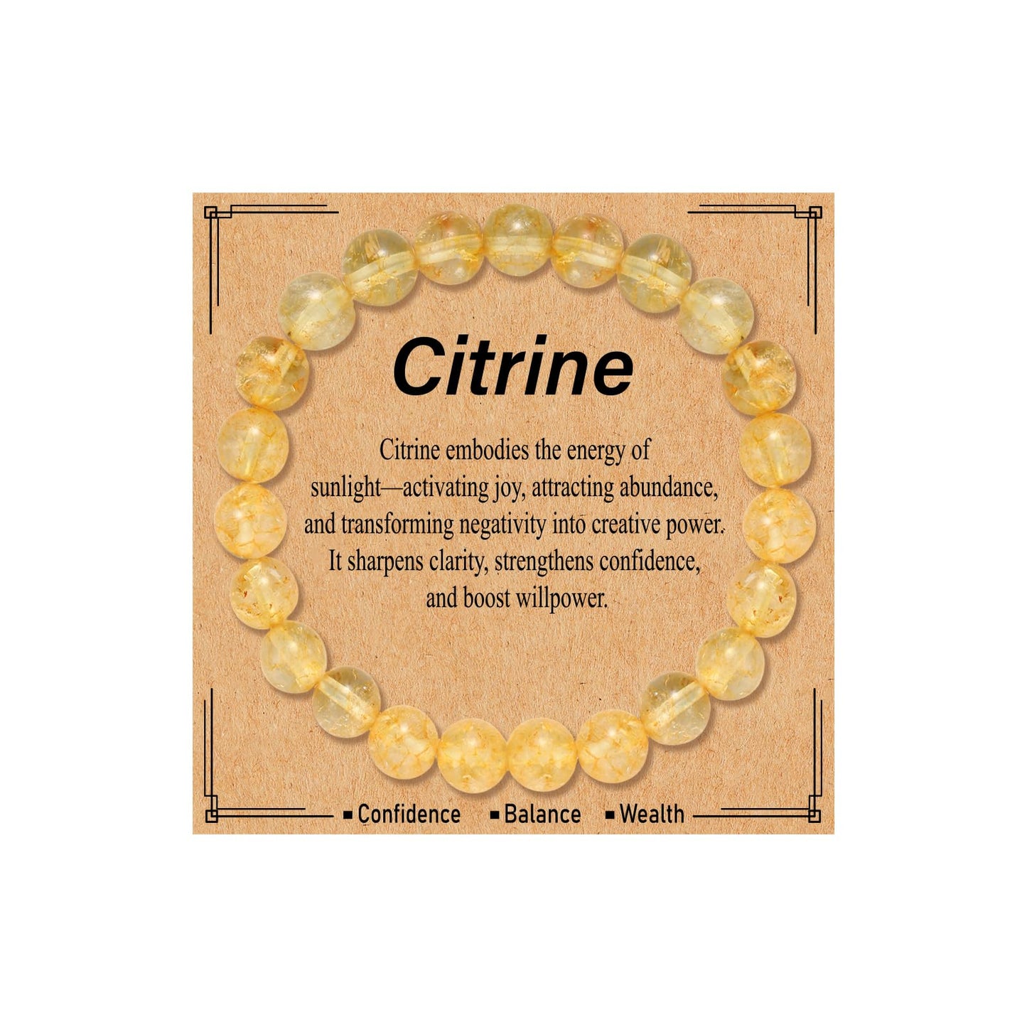 Kenailw Citrine Crystal Beaded Bracelet for Women Gemstone Bracelet Natural Stone Jewellery Gifts for Her Mum Daughter Birthday Gifts