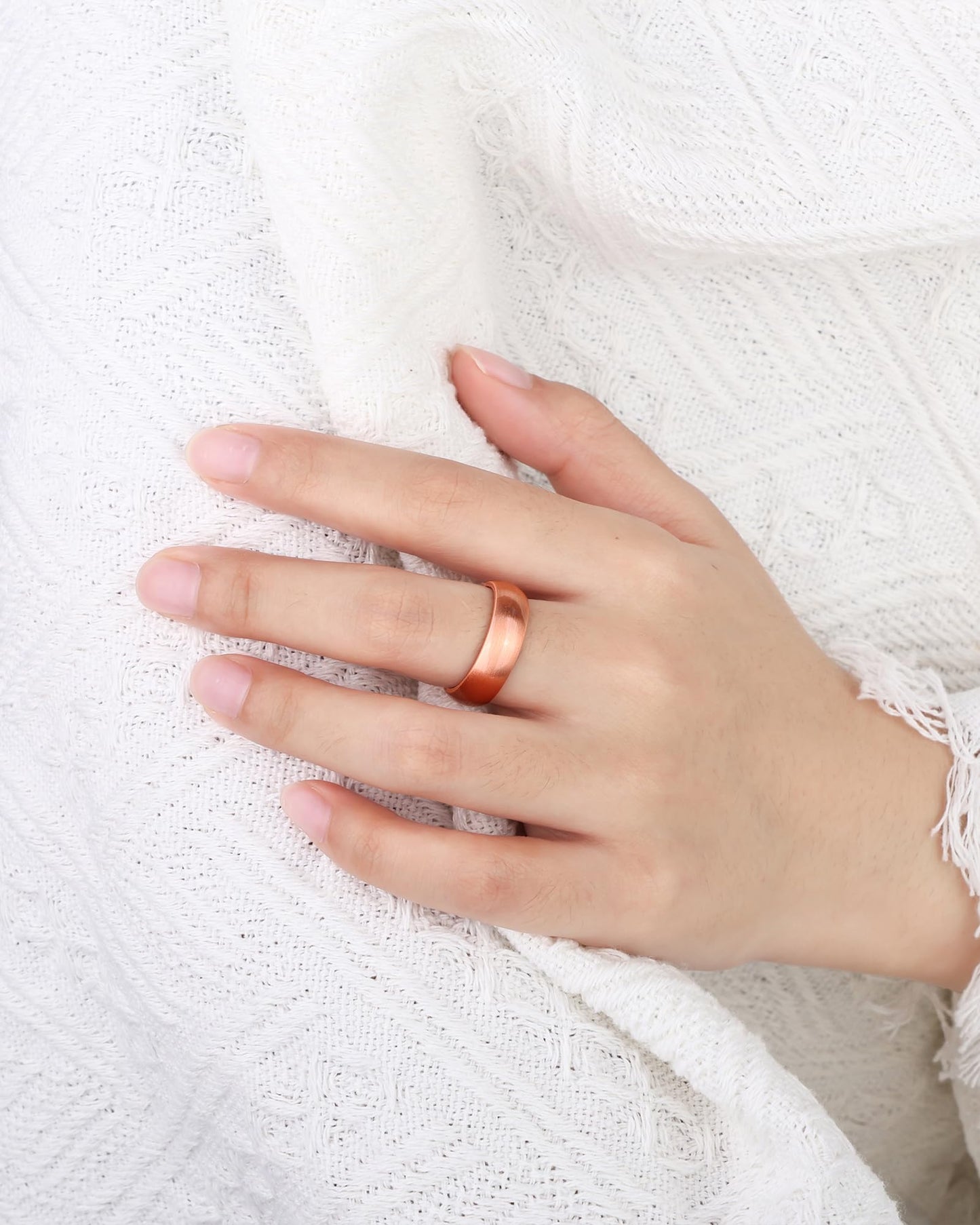 MagEnergy 2Pcs Solid Pure Copper Ring for Men & Women, Uncoated 6mm Wide, Non-Magnetic Smooth Polish, Sizes 4.5-10.5 (6.5)