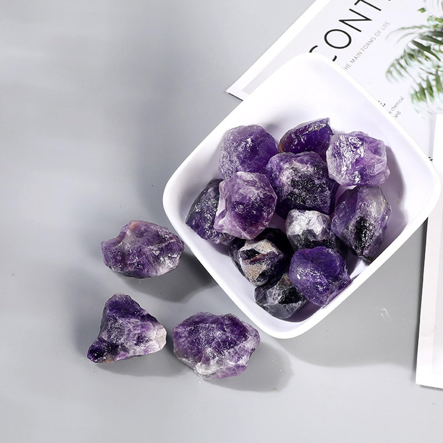 Deep Amethyst Raw Crystals Healing Crystals Natural Rough Stones 1.2-2" for Tumbling, Fountain Rocks, Yoga, Meditation, Polishin, Gift 15