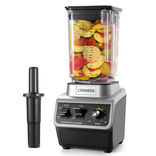 CRANDDI Professional Commercial Blender, Max 1500W, 80oz Pitcher, Powerful Blender with Tamper for Smoothie, Ice Crushing, Variable 9 Speeds Control,110V, K96, Black
