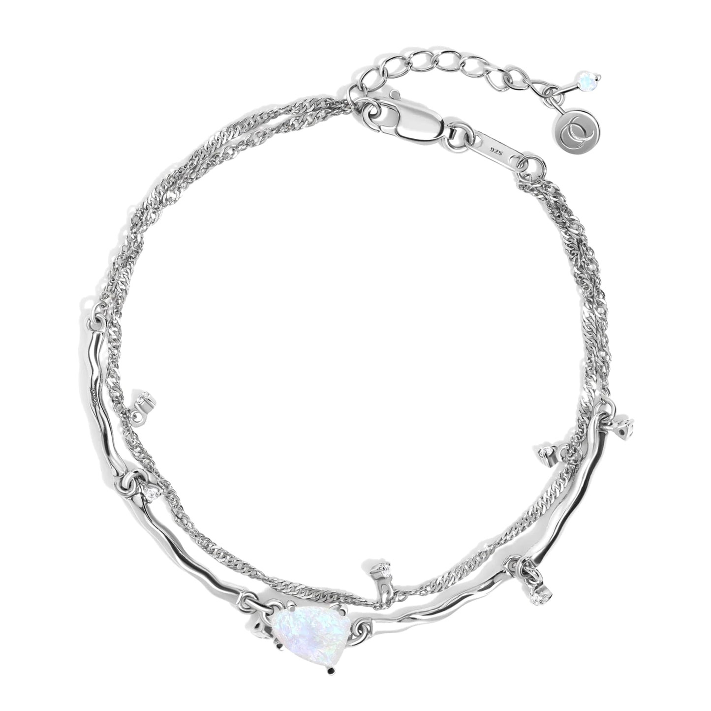 Moon Magic Moonstone Bracelet for Women | Black Obsidian, Rose Quartz Bracelet/Real 925 Sterling Silver | 18k Rose & Yellow Gold Rainbow Genuine Moonstone Jewelry for women | June Birthstone Bracelet