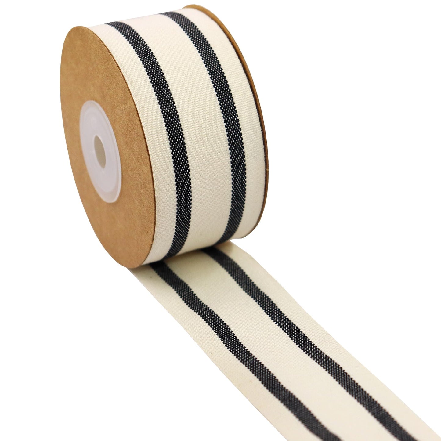 YERELO 10Yard/ Roll Set Cotton Stripe Ribbon Black and White Stripe Ribbons 1-1/2" for Christmas Tree Crafts,Wedding Wreath,Gift Wrapping,Decoration and DIY Handmade Hair Bows