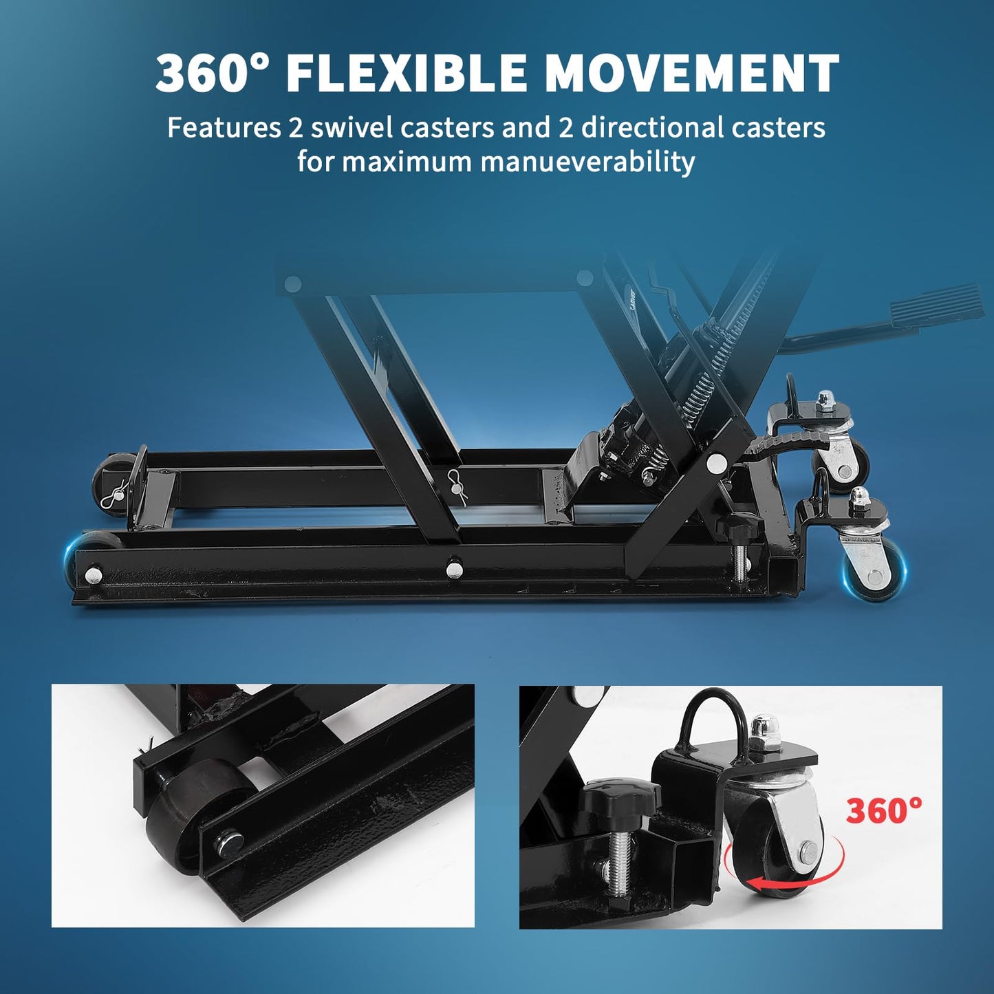 Garvee Hydraulic Motorcycle Lift Jack 1500Lb Heavy Duty ATV/UTV/Dirt Bike Lift with 4.7''-14.57'' Height Range, Non-Slip Platform & Safety Lock, Garage Scissor Jack, Car Maintenance Tool, Black