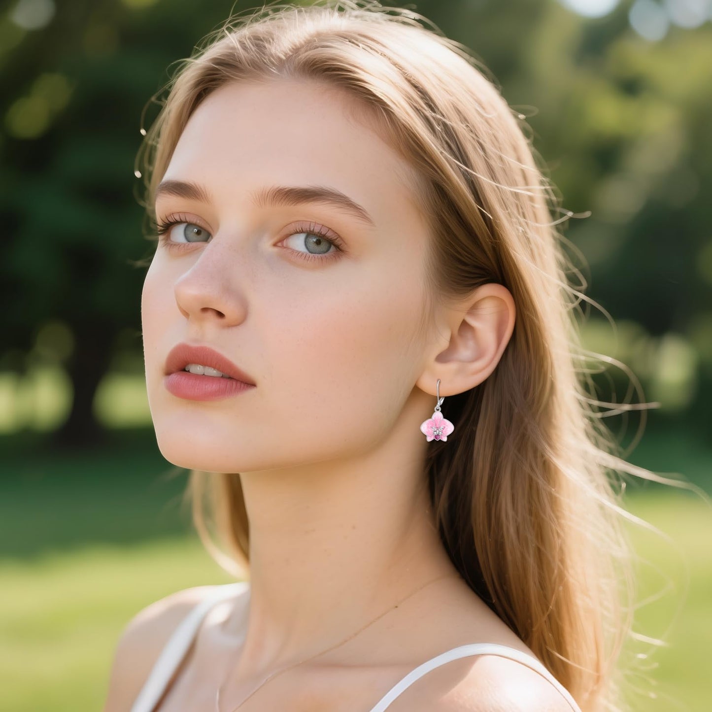 TIGER RIDER Pink Orchid 925 Sterling Silver Leverback Earrings Flora Hawaii Tropical Beach Jewelry Gift for Women Vacation Birthday Christmas