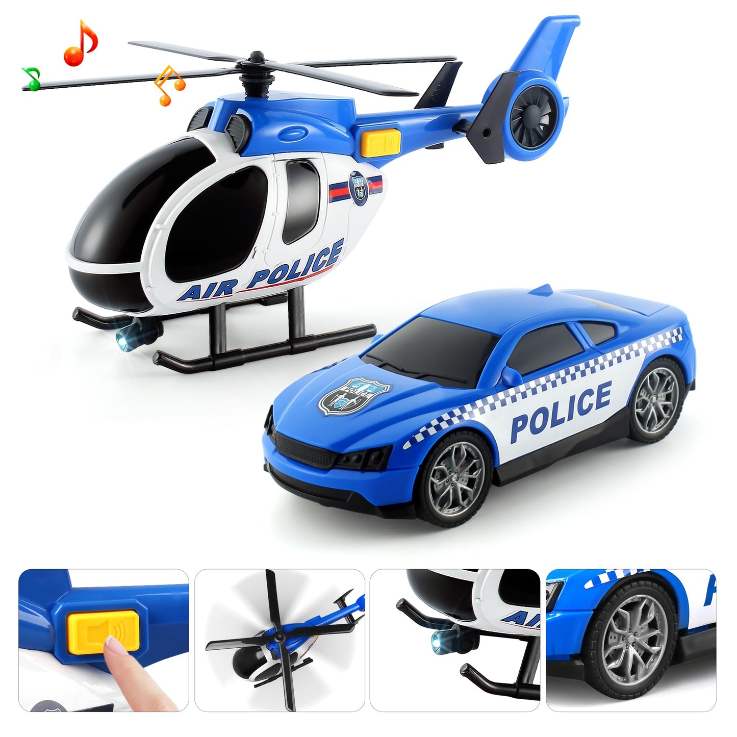 Dwi Dowellin Toddler Boy Toys for 3 4 5 6 Year Old, 25" Semi Truck Toy with Racing Car and Helicopter - Police Toys,Birthday Gifts for Kids Child 2 3 4 5 6 Years Old