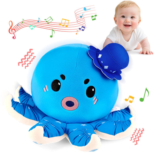 Baby Toy for 6-12 Months, Rechargeable Musical Plush Interactive Toy - 40 Songs & Recording Feature, Crawling Octopus Tummy Time Toy, Soft Sensory Toys for Toddlers 1-3, Gifts for Infants 1 Year Old