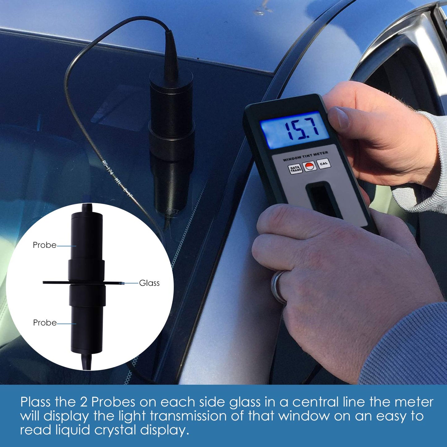 Window Tint Meter, Car Film Transmission Meter Window Tint,VLT Tester Coating 0 to 100% Visual Light Transmission for Measuring Film, Filmed Glass, Window Tint, Side Windshield