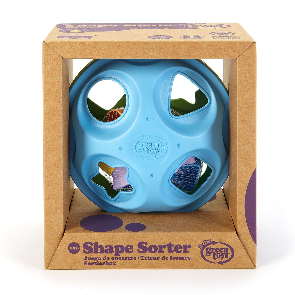 Green Toys Shape Sorter, Green/Blue - 10 Piece Motor Skills, Shape Categorization Kids Toy. Safe for Babies and Toddlers. No BPA, PVC. Dishwasher Safe, Recycled Plastic, Made in USA.