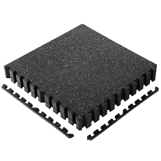 Sweetcrispy Interlocking Rubber Floor Tiles, Gym Flooring for Home Gym Mat 1/2 Inch Thick, Rubber Mats for Floor, Garage, Workout Space, Non-Slip, 6pcs
