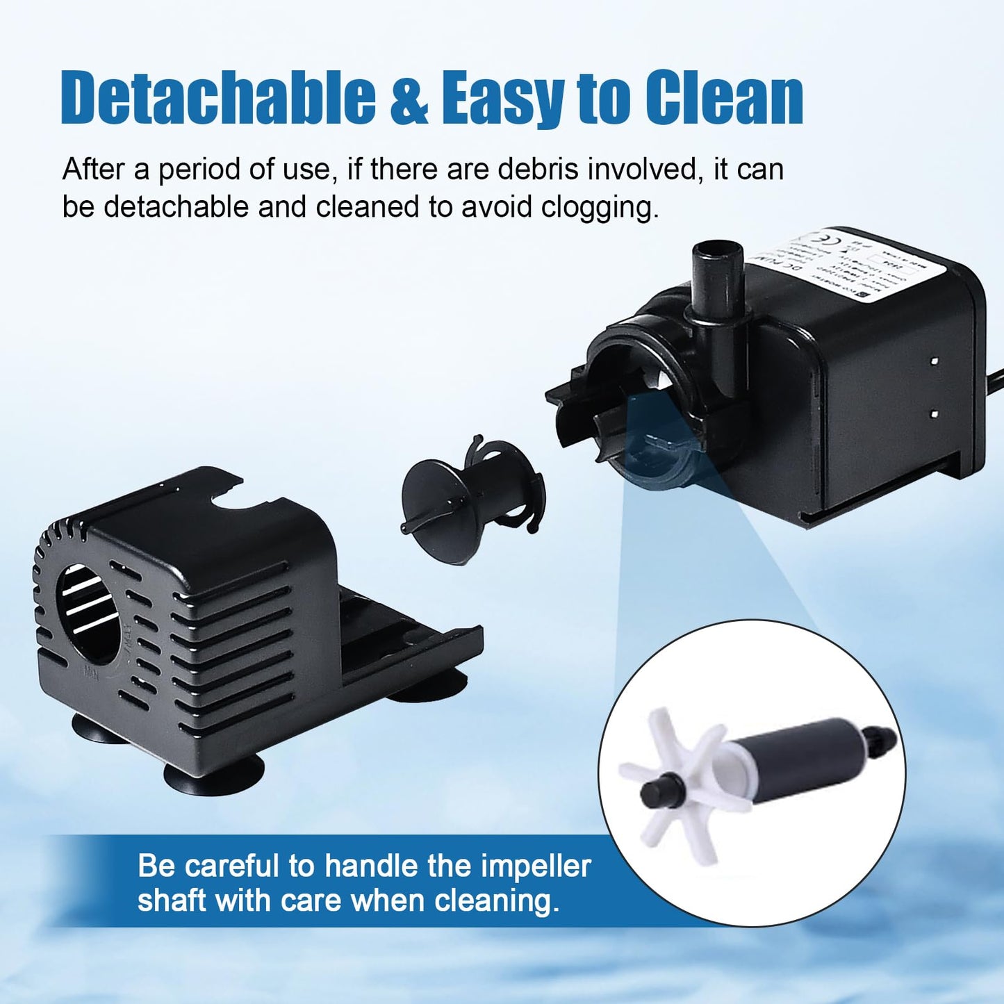 ECO-WORTHY 216 GPH Solar Powered Water Fountain Pump Upgraded Dry-run Protection Brushless Submersible Pump 12V-24V DC with 16.4ft(5M) Power Cord, 7.8 ft High Lift，2Nozzles for Pond, Aquarium