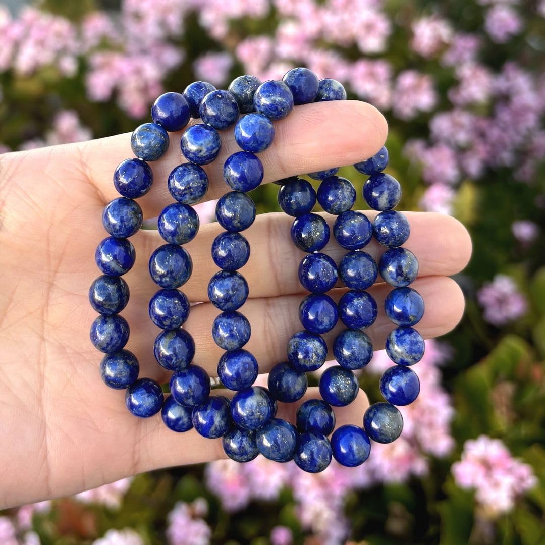 Adabele Real Natural Blue Lapis Lazuli Gemstone Beaded Bracelet 8.5 inch Stretch Chakra Healing Crystal Stone Jewelry Women Mom Gift GB8-D20