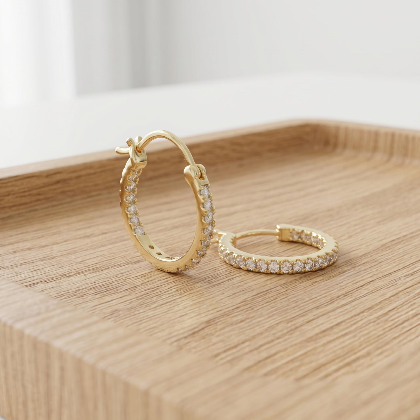 WORFRIL 14K Gold Hoop Earrings for Women Cubic Zirconia Pave Round Hoops Sparkling Lightweight Huggie Style Elegant Jewelry 35mm