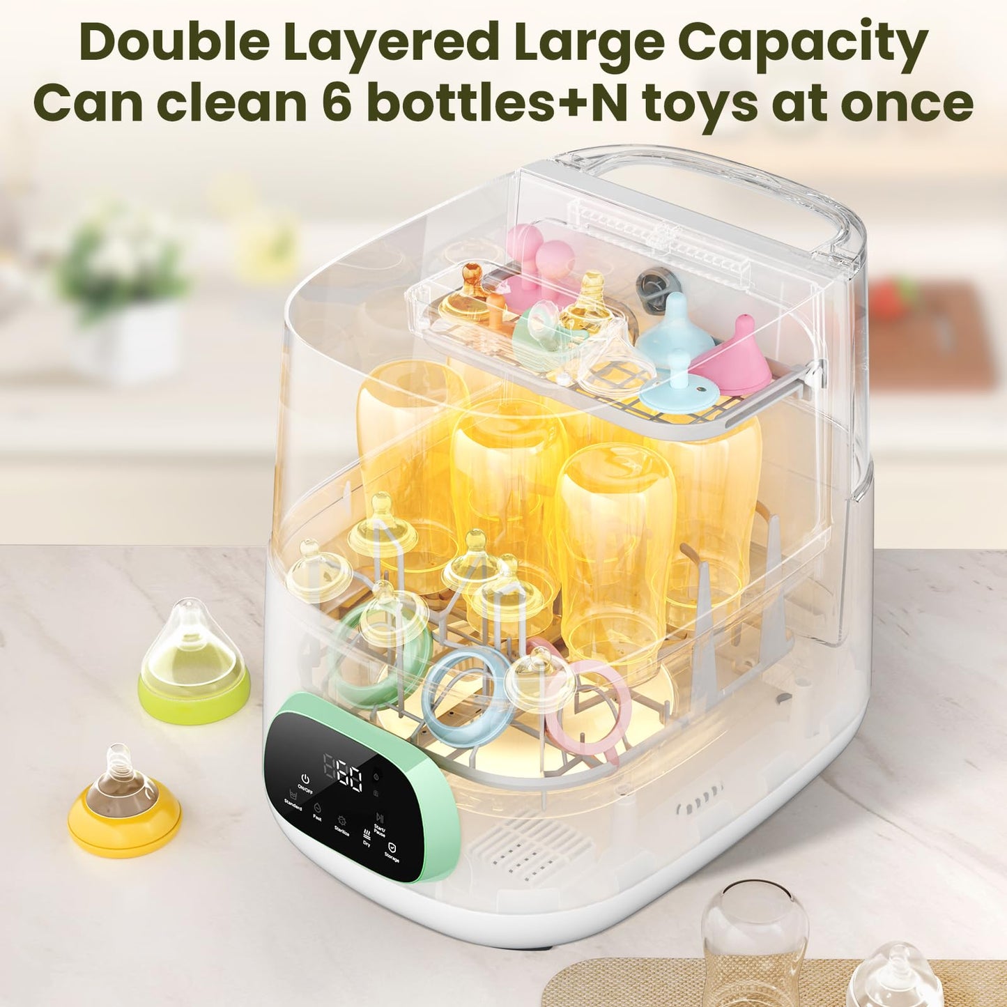 MOLWAY【Upgraded Baby Bottle Washer, Sterilizer and Dryer, All-in-One Pro Cleaning Machine for Bottles, Pump Parts & Baby Essentials, Effortless Care, Replaces Hand Washing