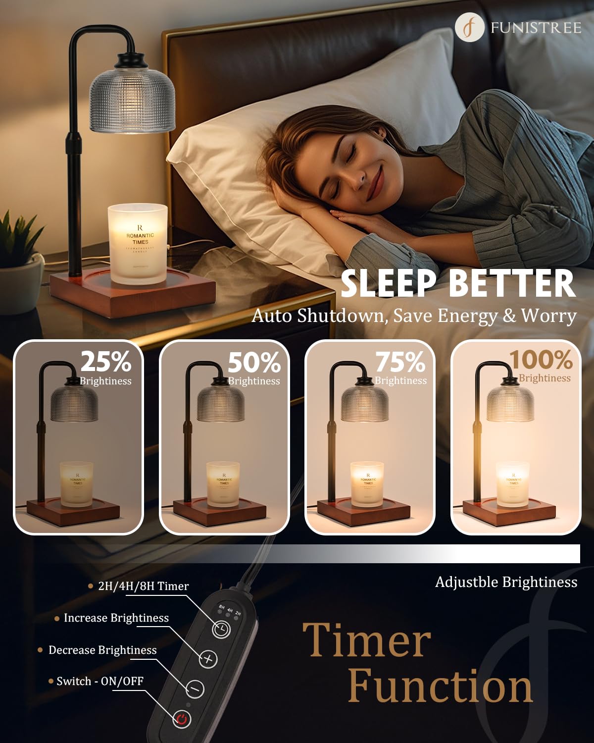 Candle Warmer Lamp with Timer Dimmable, Adjustable Height Candle Warmer,Mothers Day Birthday Gifts for Women Mom House Warming Gifts New Home, Wax Warmer for Jar Candles with 2 Bulbs