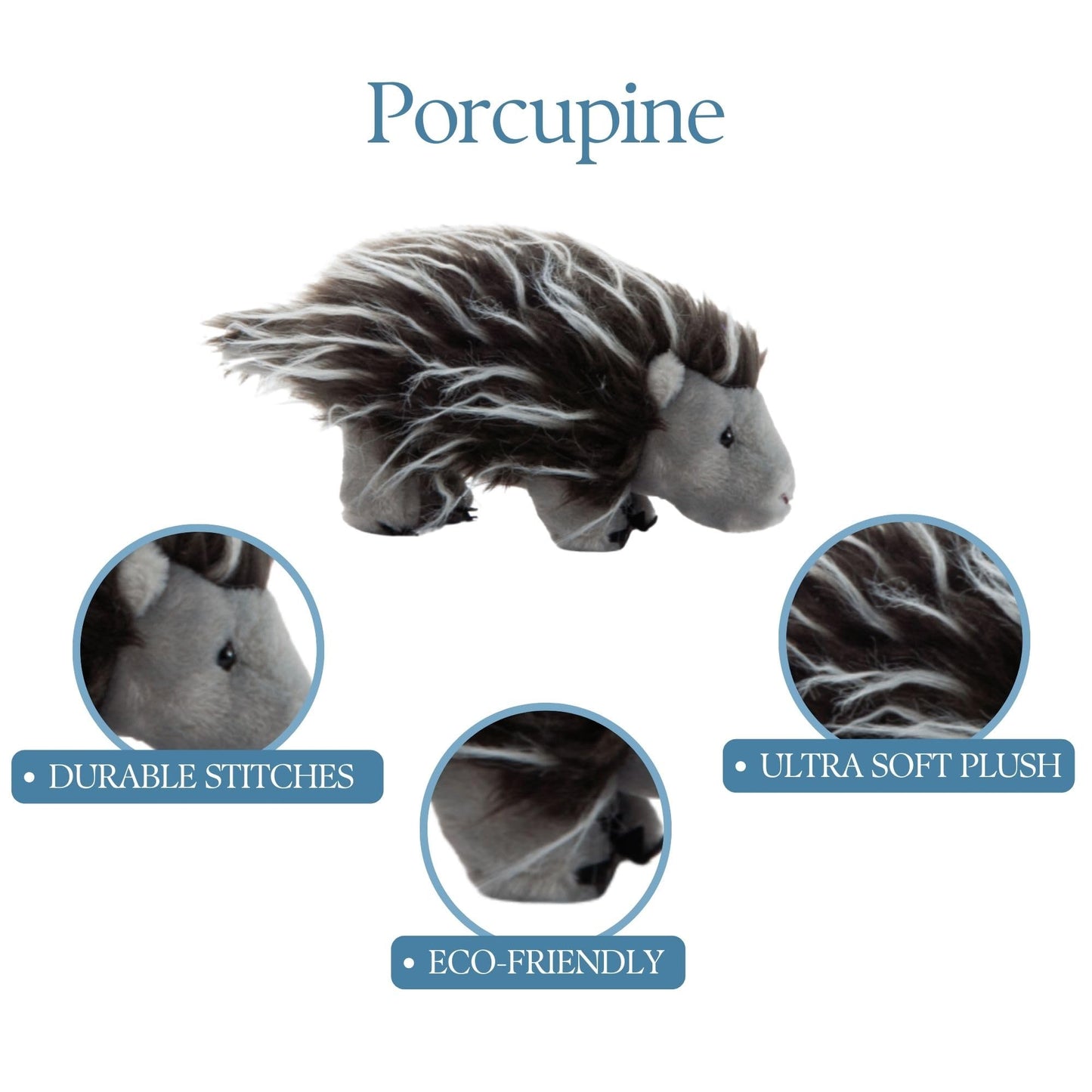 The Petting Zoo Porcupine Stuffed Animal Plushie, Gifts for Kids, Wild Onez Zoo Animals, Porcupine Plush Toy 12 inches