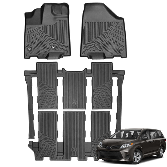 Floor Mats for 2013-2020 Toyota Sienna(NOT Limited & Premium), 3 Row Liner Set Custom Fit All Weather Mats for Sienna, Waterproof Anti-Slip Floor Mats for Toyota 7 Passenger Front & 2nd 3rd Row Mat