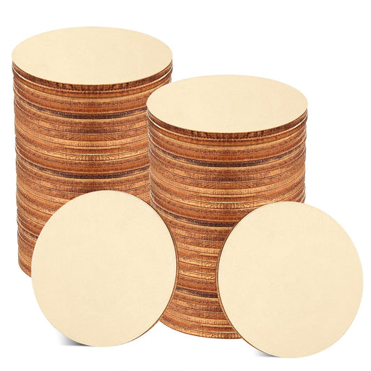 40 Pieces 6 Inch Unfinished Wooden Circles, Wooden Cutouts Natural Round Wood Slices for DIY Wood Craft, Door Hanger, Painting, Wedding, Coasters, Home Decoration