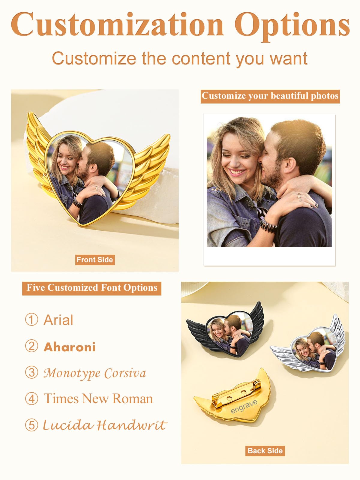 Custom4U Personalized Picture Brooch for Bride Wedding Bouquet Pin with Photos Women Birthday Brooch Funeral Memorial for Men Father Mother Grooms(With Gift Box)