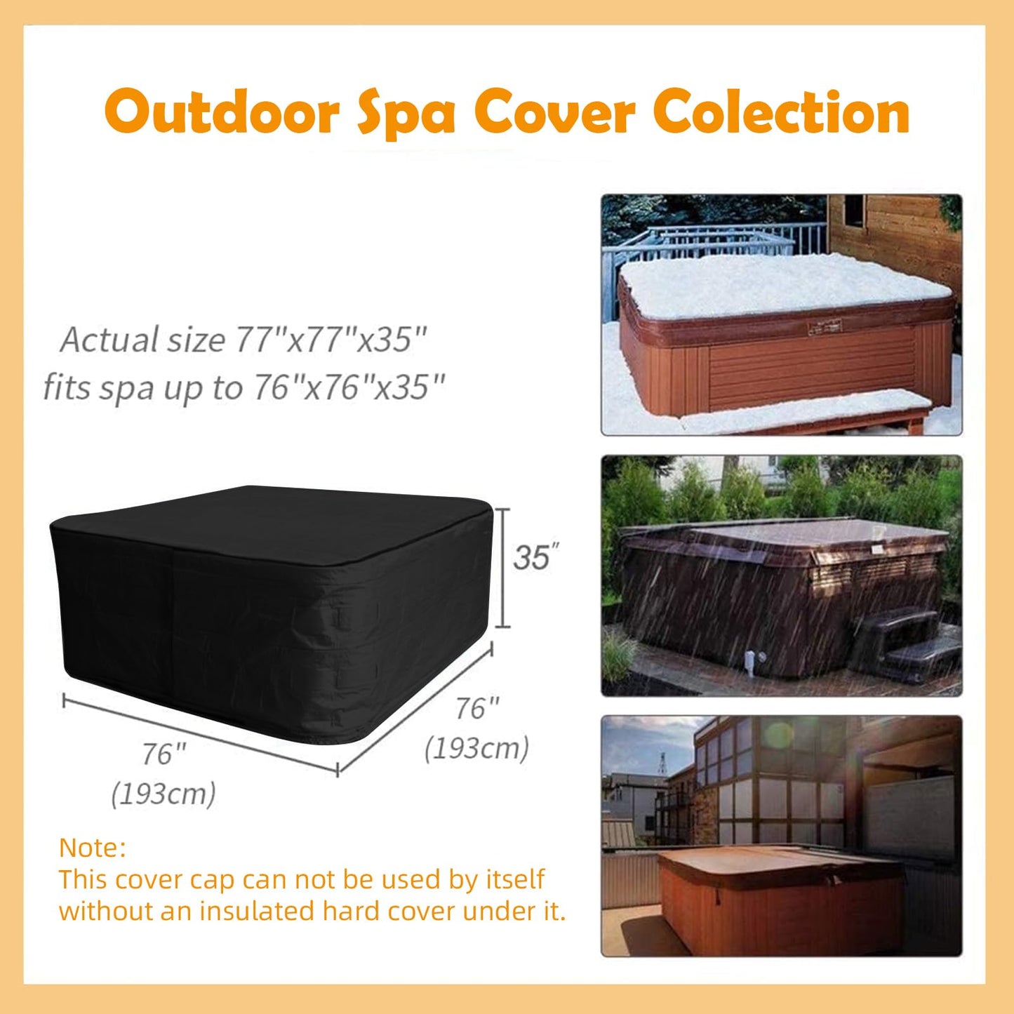 Insulated Hot Tub Cover with Insulation,Hot Tub Thermal Blanket,Winter Protection Spa Cover, Inflatable Waterproof Cap for Energy Efficient Full Coverage Dustproof