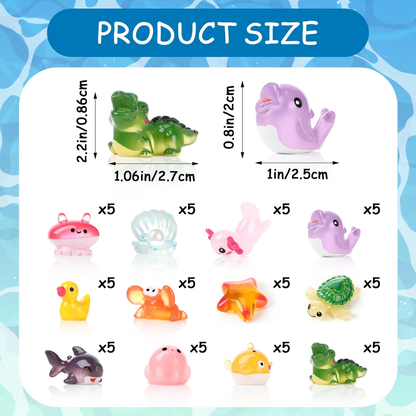 Halloscume 60 Sets Employee Appreciation Gift Box Bulk Mini Resin Sea Ocean Animals Breathing Gift Bulk Emotional Support Positive Box for Staff Coworkers Team Mental Health Care
