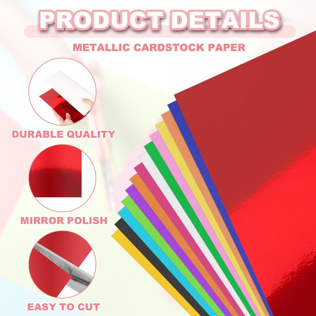 PATIKIL 12x12 Inch Metallic Cardstock Paper, 15 Pcs 250GSM Foil Mirror Finish Card Stock Board Sheet for Crafting Wedding Decoration Invitations Art DIY, Orange