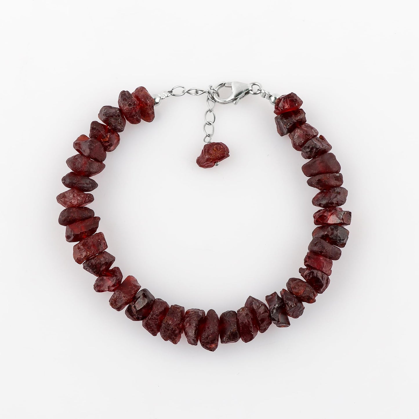 CRYSTALIS Red Garnet Bracelets, Raw Crystals Bracelet, Natural Gemstone Bracelets, 925 Sterling Silver Bracelets, Women Gift Jewelry, Birthstone Bracelets, Power Healing Bracelets | Heart Chakra [A+]